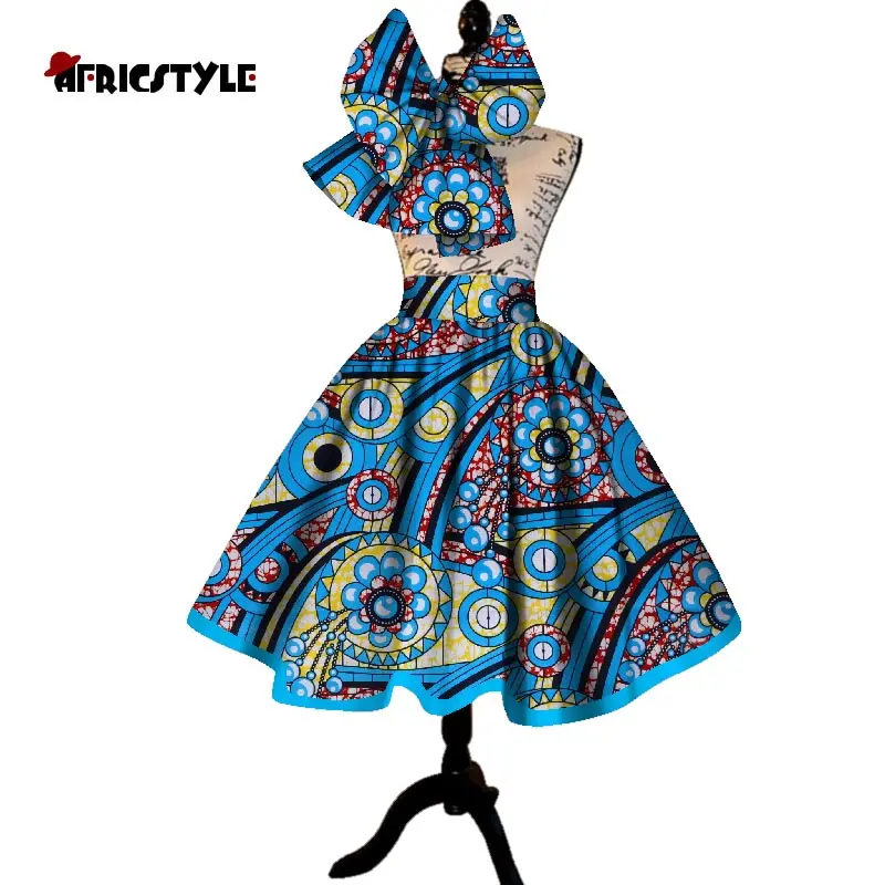 Новинка, стильное платье в африканском стиле, платье с бантом, большие размеры, многоцветное платье Дашики в африканском стиле, модель WY5377