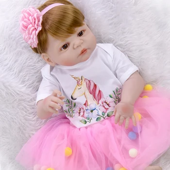 

NPK 23" Bebes reborn whole silicone dolls reborn baby girl body oyuncak bebek bonecas reborn child gift toy dolls