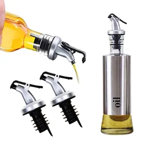 Oil and Vinegar Cruet Dispenser Wine Pourers with Drip-free Spouts Stainless Steel Oil-Dispenser for Oil Wine For Kitchen