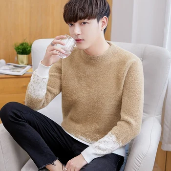 

High quality winter Knitted sweaters men Fashion thick warm round neck long sleeve trend sweaters 1386