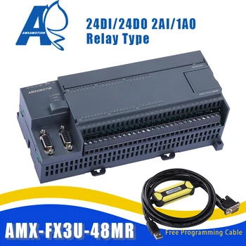 

AMX-FX3U-48MR Compatible MELSEC PLC 2AI/1AO 24DI/24DO MODBUS function Mitsubishi Free CIF31 RS232 Cable