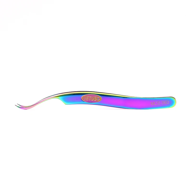 39D-Rainbow Vetus Original MCS Series New Style Premium Eyelashes Tweezers Ultra Fine Tip Improve for 3D 6D Lashes Extensions - Цвет: 39D-Rainbow