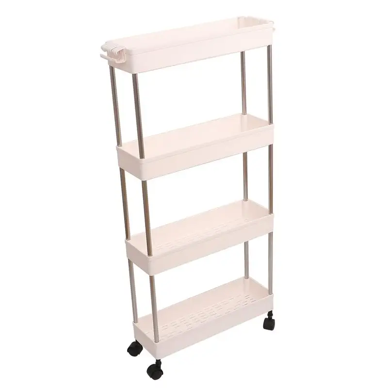 

2/3/4 Layer Bathroom Storage Rack Gap Holder Kitchen Storage Rack Fridge Side Shelf Removable With Wheels Bathroom Organizer