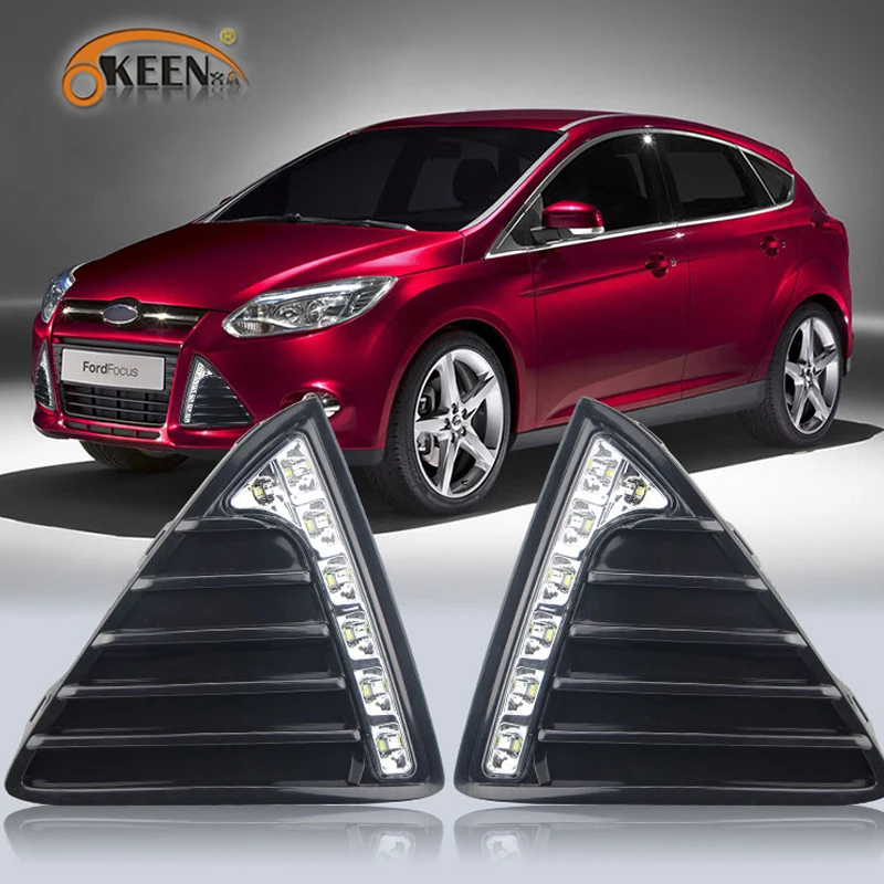 Светодиодный дневный ходовой светильник для Ford Focus 3 MK3 2012 2013 2014 желтое реле