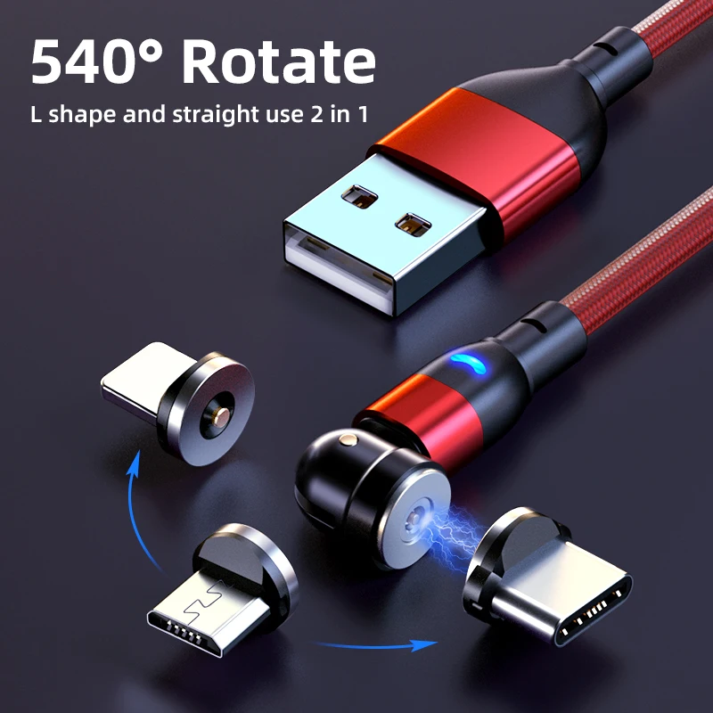 AUFU 540 Degrees Rotating Magnetic Cable Micro USB Type C Phone Cable For iPhone11 Pro XS Max Samsung Xiaomi USB Cord Wire Cable AUFU 540 Degrees Rotating Magnetic Cable Micro USB Type C Phone Cable For iPhone11 Pro XS Max Samsung Xiaomi USB Cord Wire Cable