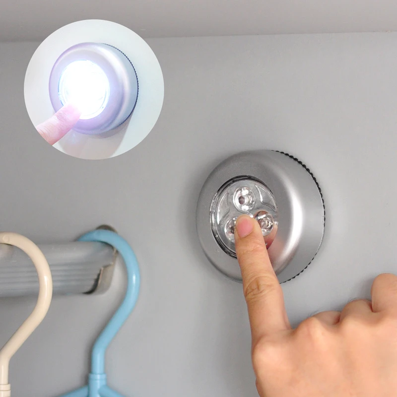 New Battery Powered Wall Lamp Self Adhesive Cordless Stick Tap