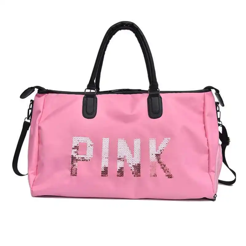 pink Новинка, сумка на плечо с буквенным принтом и блестками, модная большая сумка-мессенджер для путешествий, Женская водонепроницаемая розовая мужская сумка для фитнеса - Цвет: pink