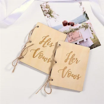 

2Pcs Wooden Wedding Vow Books His And Her Vow Books Kraft Paper Booklet Vow Notebook For Gift Journal Wedding Supplies