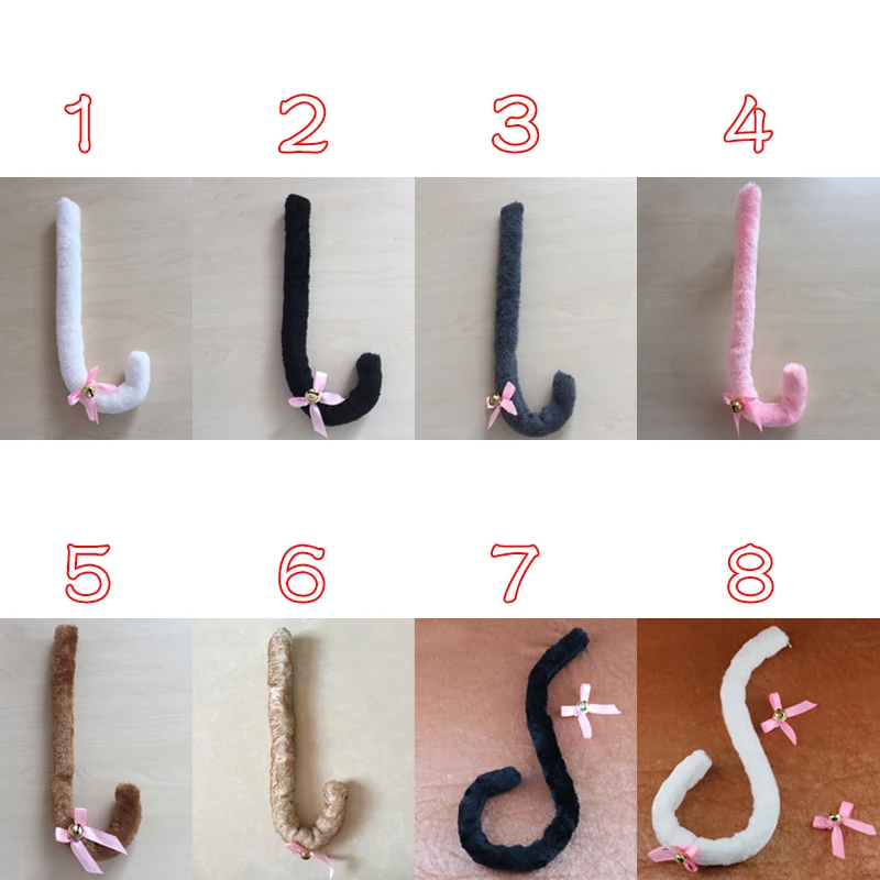 Animal Costume Set 80CM Long Adult Kids Anime Solid Color Plush Cat Wolf Cosplay Props Ears Bandana Tail For Halloween Lolita
