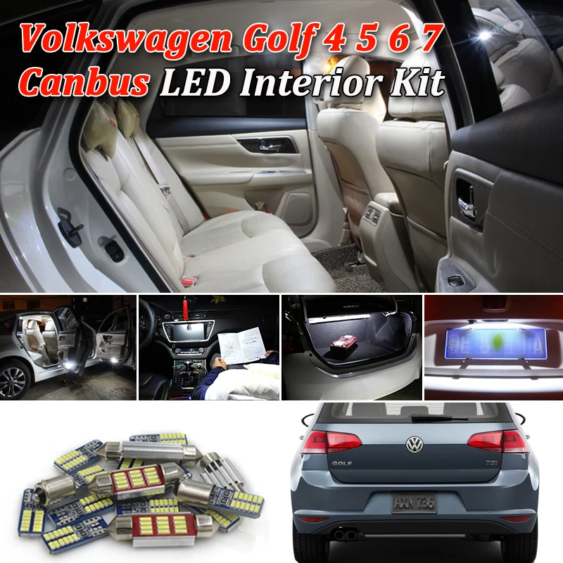 Canbus White Car LED Light Bulbs Interior Package Kit For Volkswagen VW Golf 4 5 6 7 MK4 MK5 MK6 MK7 GTI GT LED Interior Lights
