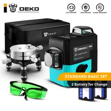 DEKO LL12-HVG SET1, 12 линий, 3D лазерный уровень, самонивелирующийся, 360 градусов, горизонтальный и вертикальный крест, мощный, открытый, можно использовать детектор