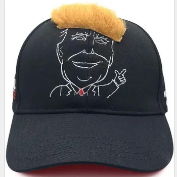 

WZCX 2020 Trump Hair Cartoon Embroidery Funny Snapback Personality Adjustable Wig Hip Hop Unisex Peaked Cap Dad Hat