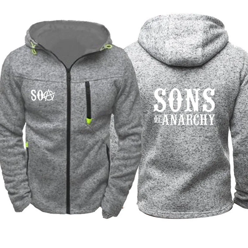 SOA Sons of anarchi/Новая модная спортивная одежда для мужчин; толстовки на молнии; Мужская Повседневная Толстовка; Флисовая теплая толстовка в стиле хип-хоп