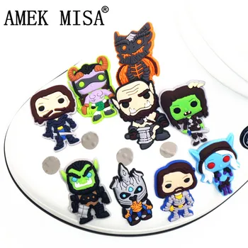 

Single Sale 1pcs PVC Shoe Charms Cartoon Orcs Model Garden Shoe Buckle Decoration for croc Wristband jibz Kids Party X-mas Gifts