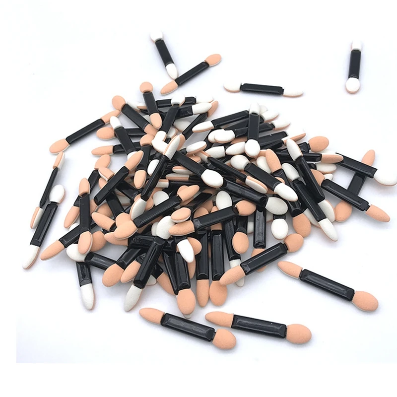 

100pcs/pack Disposable Eyeshadow Brush Dual Sided Sponge Nylon Sets & Kits Eye Shadow Brushes Makeup Cosmetic Applicator