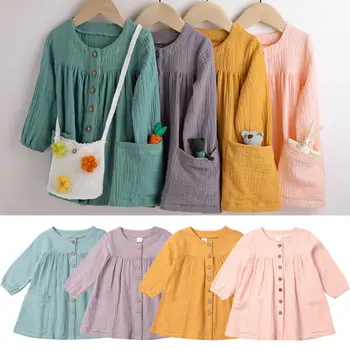 

AU Toddler Kid Girl Cotton Linen Princess Dress Tutu Dress Party Clothes Dresses