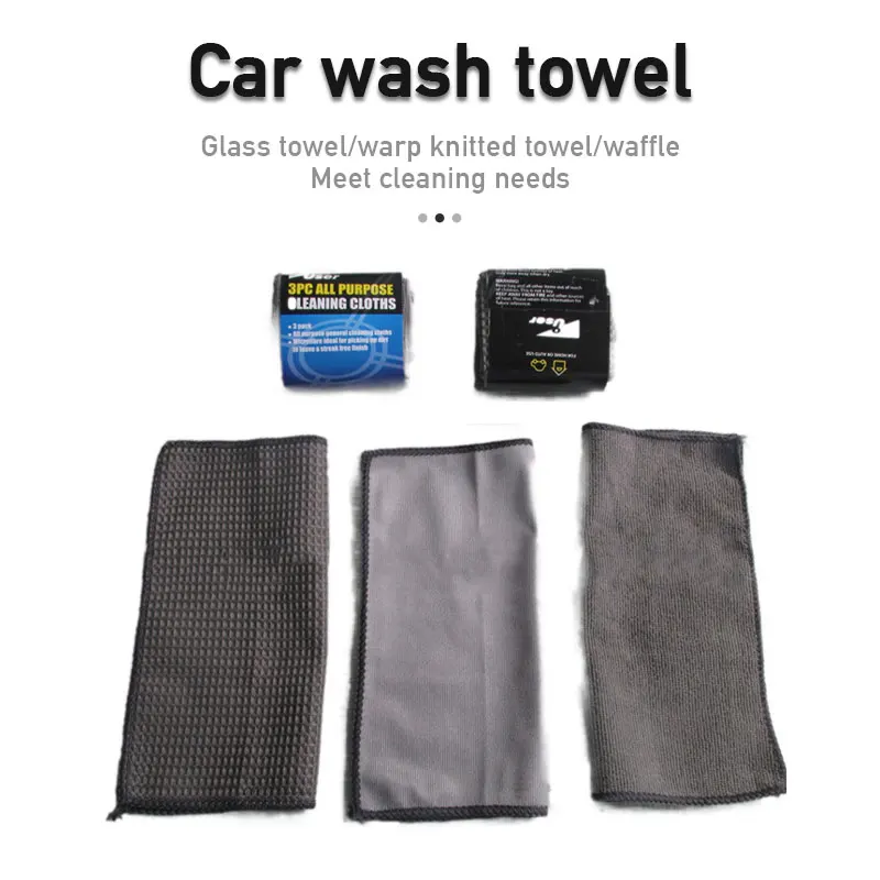 9pcs Car Wash Cleaning Kits Microfiber Auto Detailing Washing Tools Towels Blush Sponge Wash Glove Polish Care Applicator Pads 2