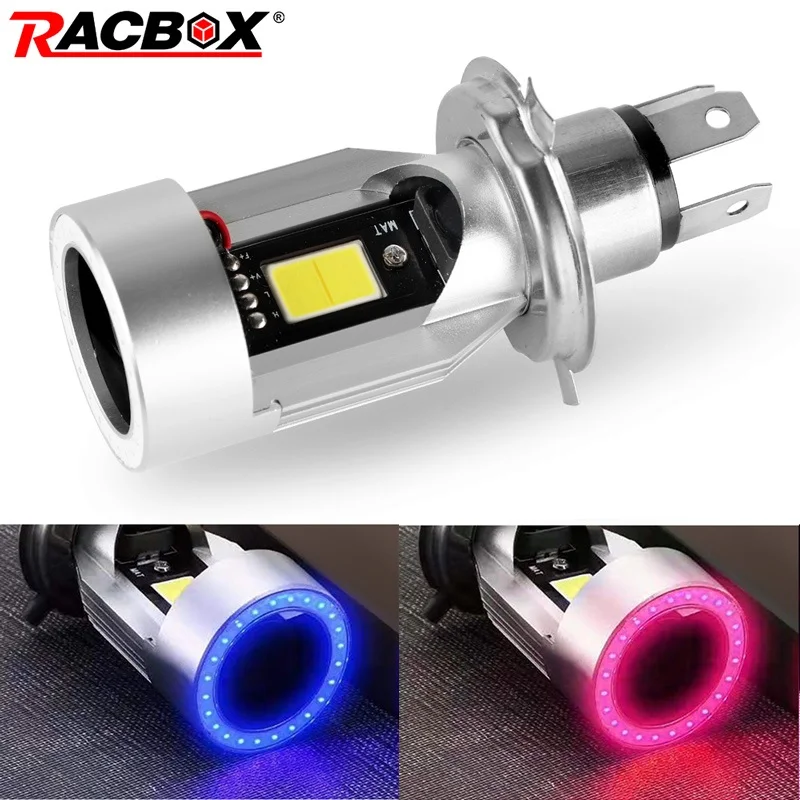 H4 Motorcycle Led Headlight Bulb Ba20d Motorbike Headlights Lamp Blue