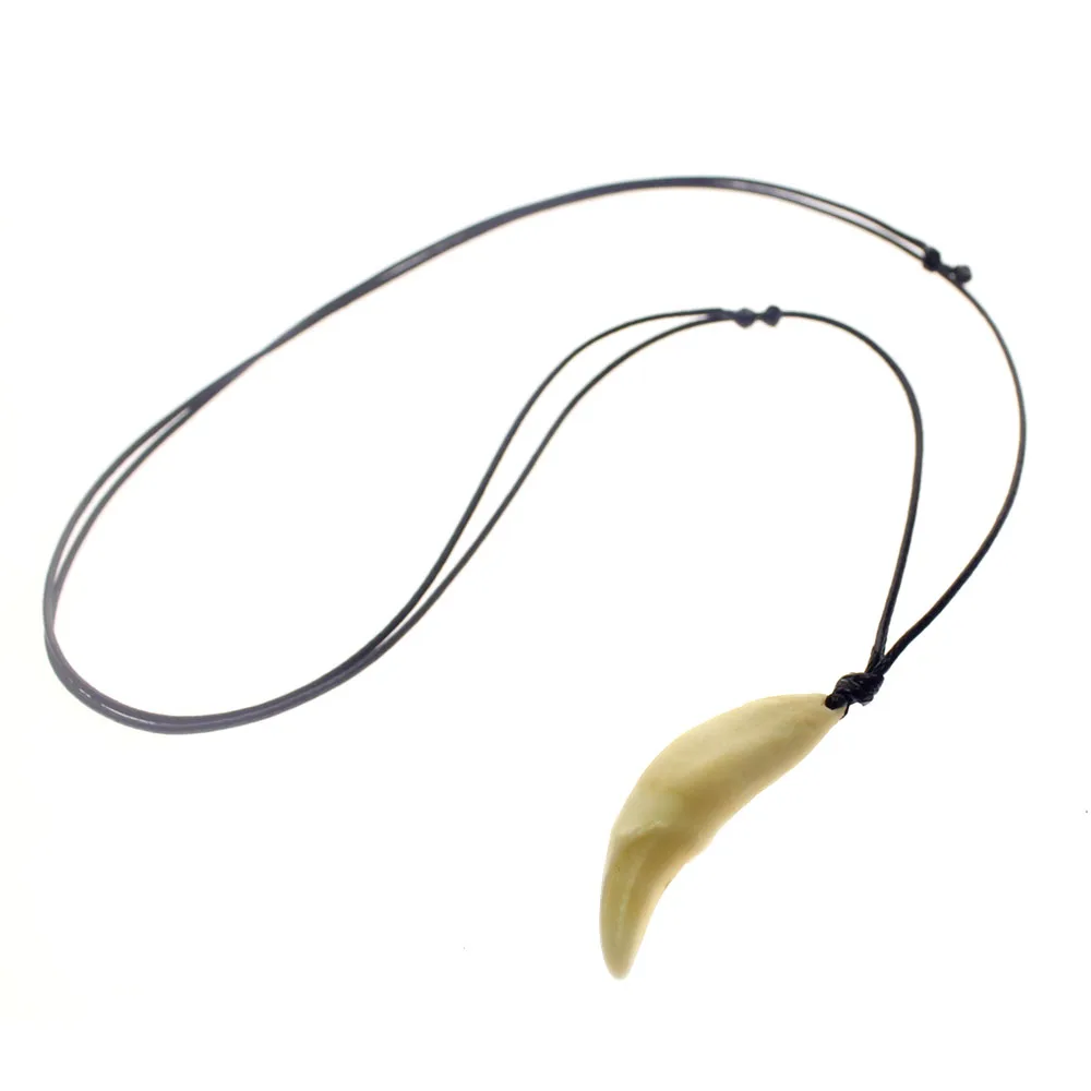 Real Natural Tooth Necklace Black Rope Choker Fashion Vintage Necklace Adjustable Length