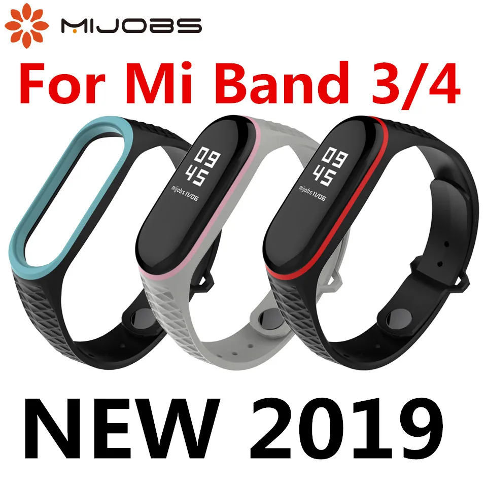 Mijobs Mi Band 3 4 ремешок Aurora спортивные силиконовые часы браслет Miband3 аксессуары для
