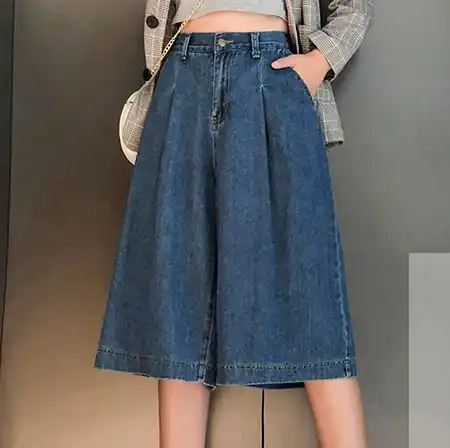 wide denim skirt
