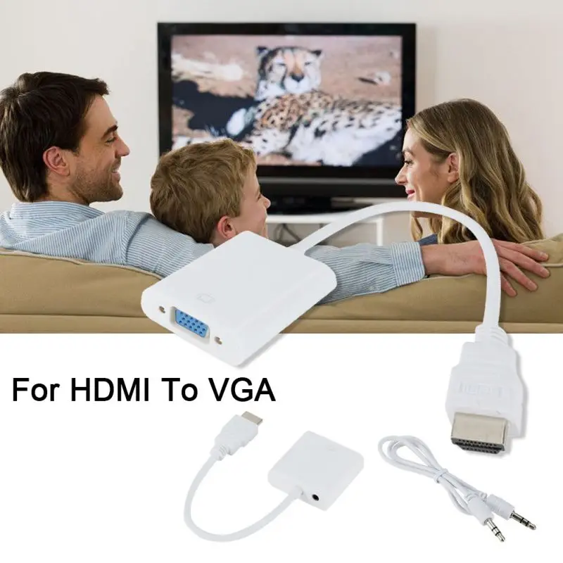 

New Converter Supports HD 1080P HDMI To VGA With Audio Converters Popular HDMI2 VGA Cables High-Quality WHOELSALE