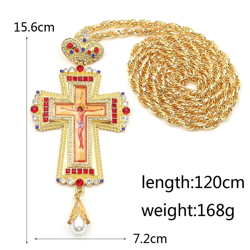 Online Cruz Pectoral dorada Iglesia Cristiana colden priest crucifijo regalo de bautismo