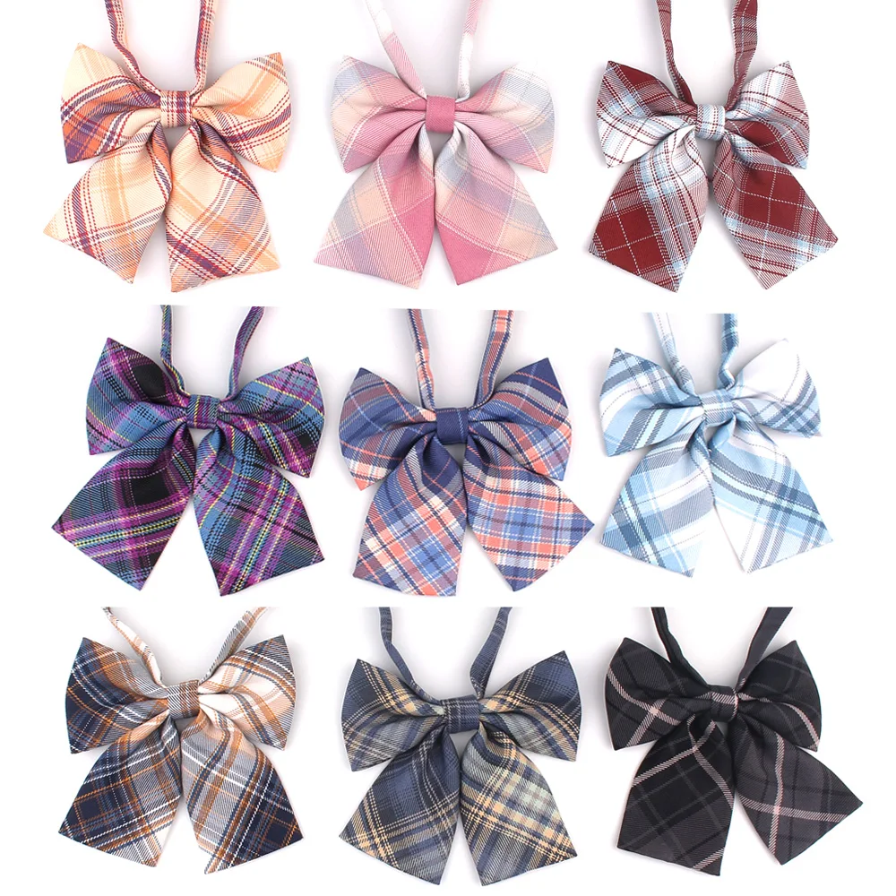 Ladies-Plaid-Bowtie-Casual-Bow-tie-For-Women-Uniform-Collar-Butterf ...