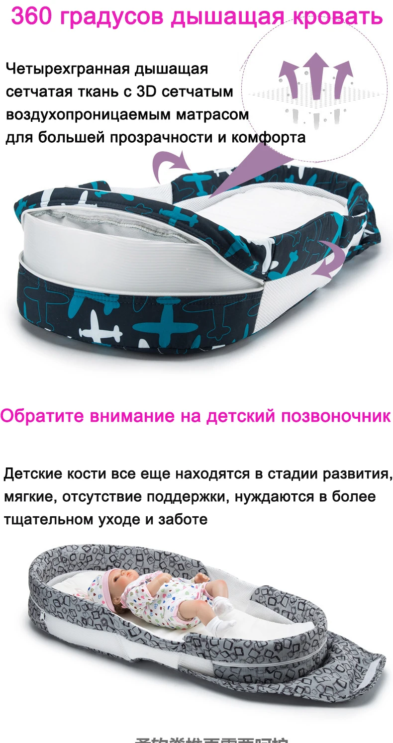 Детская кроватка для новорожденных 0-1 лет, портативная кровать в кроватке, многофункциональная Складная антиприжимная ББ бионическая кровать