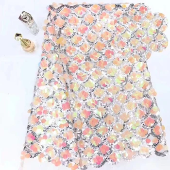 

2019 New Design African Lace Fabric High Quality French Nigeria Embroidered Tulle Lace Fabric Sequins FJ34771