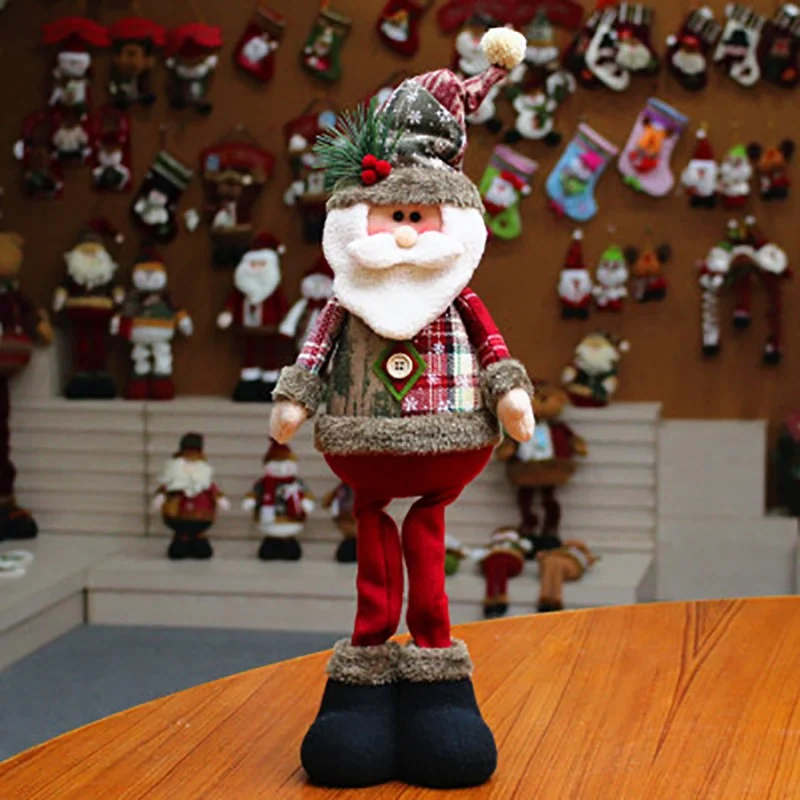 Милые рождественские куклы, декор рождественской елки, Новогоднее украшение, олень, снеговик, Санта-Клаус, стоящая кукла, украшение, рождественские фигурки, игрушка - Цвет: 48x18cm