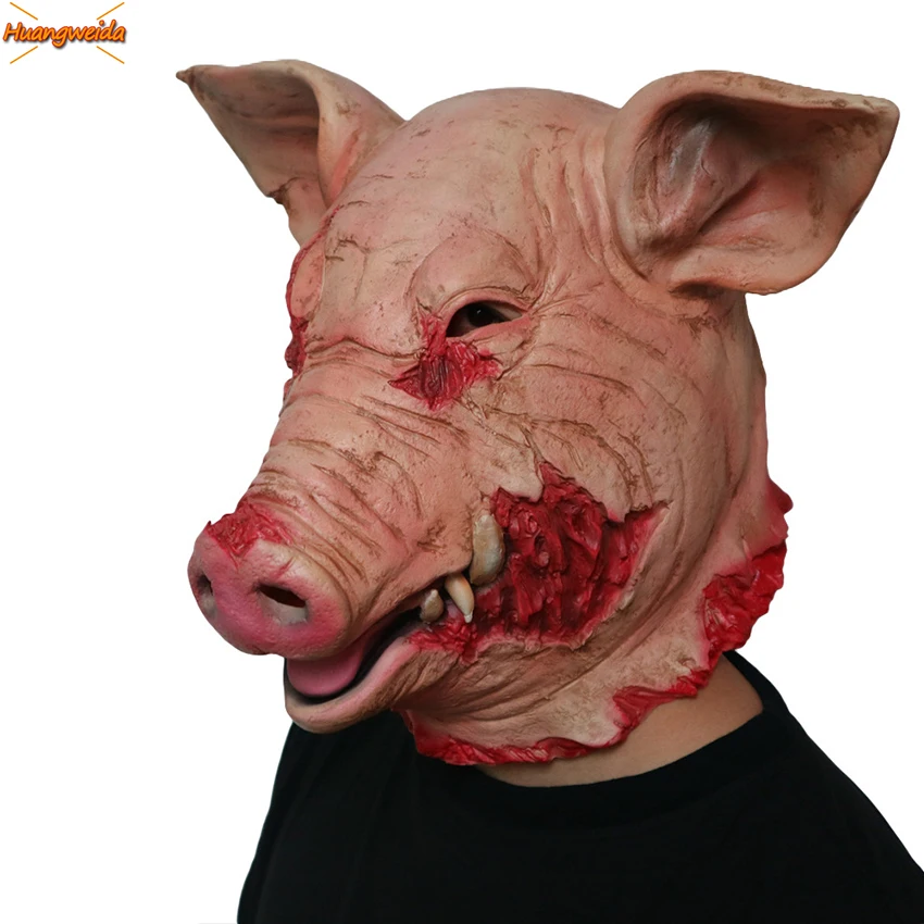

Horror Pig Mask Predato Halloween Latex Mask Man Fancy Scary Pig Cosplay Death Eater Mask For Adults Patry Cosplay Props