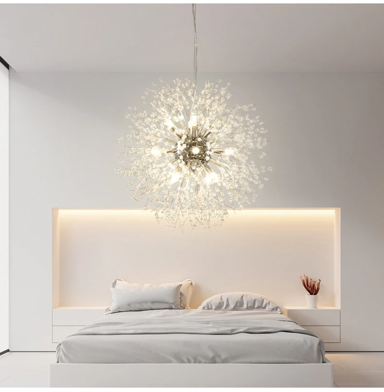 Nordic Minimalist Creative Wrought Iron Dandelion Chandelier Living Room Bedroom Dining Led Indoor Lighting Fixtures