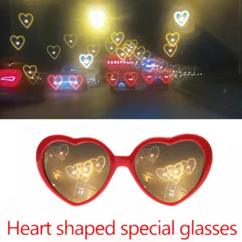 

Women Christmas Cosplay Net Red Glasses Love Glasses At Night Heart-shaped Lights Become Love Special Effects Glasses SunGlasses