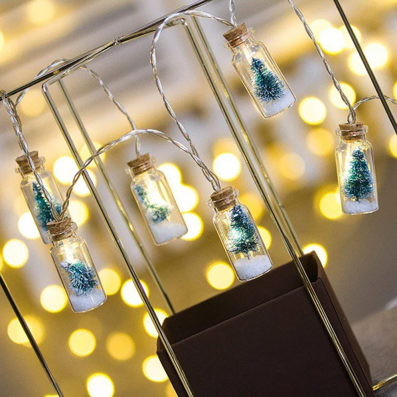 Форма светящаяся гирлянда Рождественская елка украшения Рождественские принадлежности для вечеринки светодиодный свет струны Дрифт бутылка