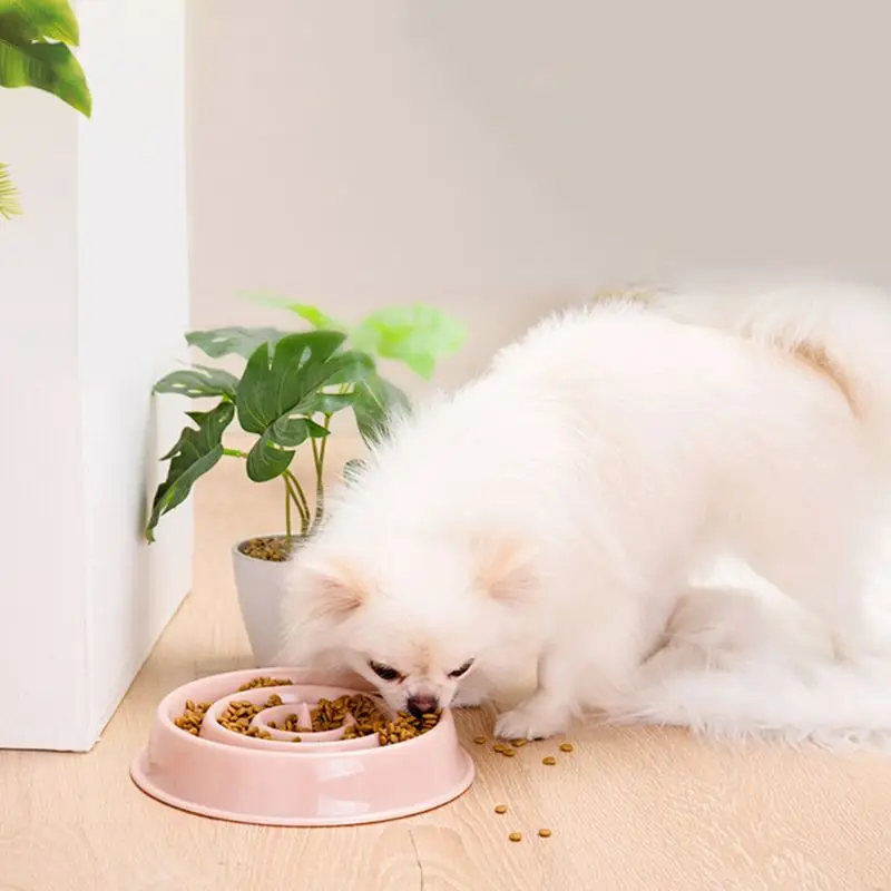 Домашние животные медленно едят анти-дроссель миски кошки собаки Smash-proof обучения еды Кормление горшки пластиковая миска для домашних животных 090C