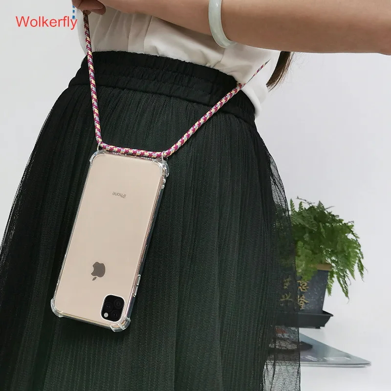 

Strap Cord Chain Phone Tape Necklace Lanyard Case For Huawei Honor 9X 20 Pro 8X 10 9 Mate 30 20 P20 Lite P30 Pro Y5 P Smart 2019
