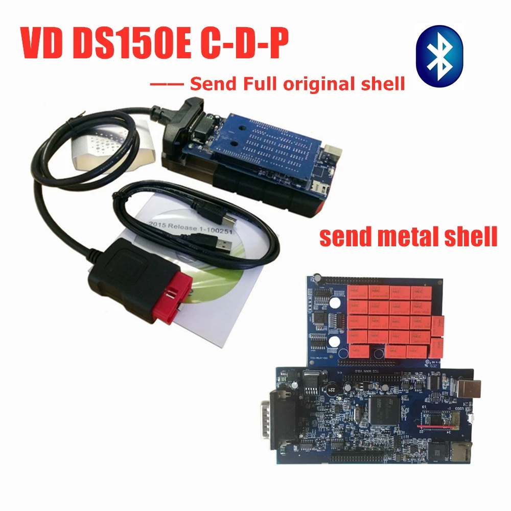 Новейший VD TCS C-D-P 2016R0 keygen с Bluetooth Vci VD DS150E C-D-P для delphis Obd2 сканер obd Автомобильный грузовик сканирующий инструмент