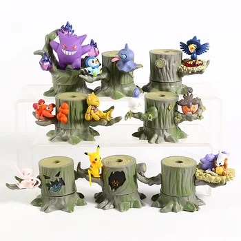 

Monster Forest 2 Series Toys Gengar Mew Cubone Ditto Litwick Pumpkaboo Paras Abra Piplup Shuppet Murkrow PVC Figures 8pcs/set