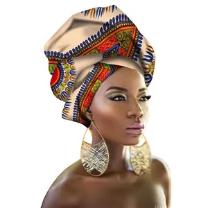 Хлопок принты Анкара Батик платок длинный платок лучшее качество головной убор для женщины Африканский тюрбан шаль 1 шт - Цвет: Apricot