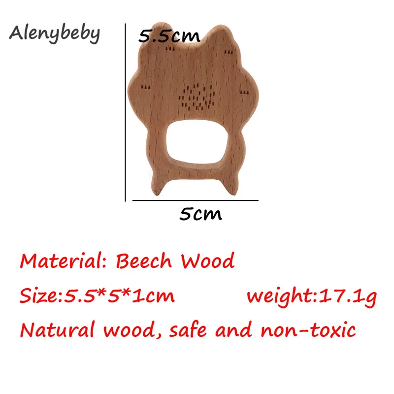Cat-50pcs 50 шт. Натуральный Бук деревянный Прорезыватель натуральные ручной работы деревянные Прорезыватели DIY деревянные персонализированные подвесные Экологичные детские игрушки - Цвет: Cat-50pcs