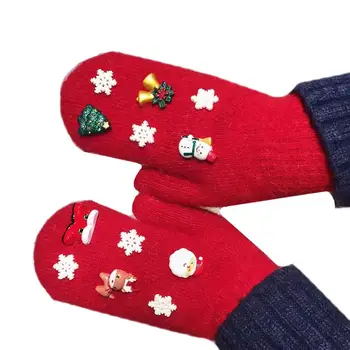 

Winter Unisex Snowflake Faux Rabbit Fur Warm Gloves Xmas Full Finger Mitten ChristmasGift guanti per donna women winter mittens