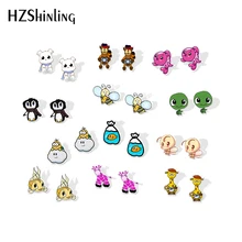 Новинка, забавные акриловые сережки с золотой рыбкой, черепаха, верблюд, серебряные сережки, искусство, эпоксидная пчела, жираф, Усадочные серьги