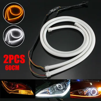 

Sequential Headlight strip Lights Dynamic Turn Signal White&Amber DC12V