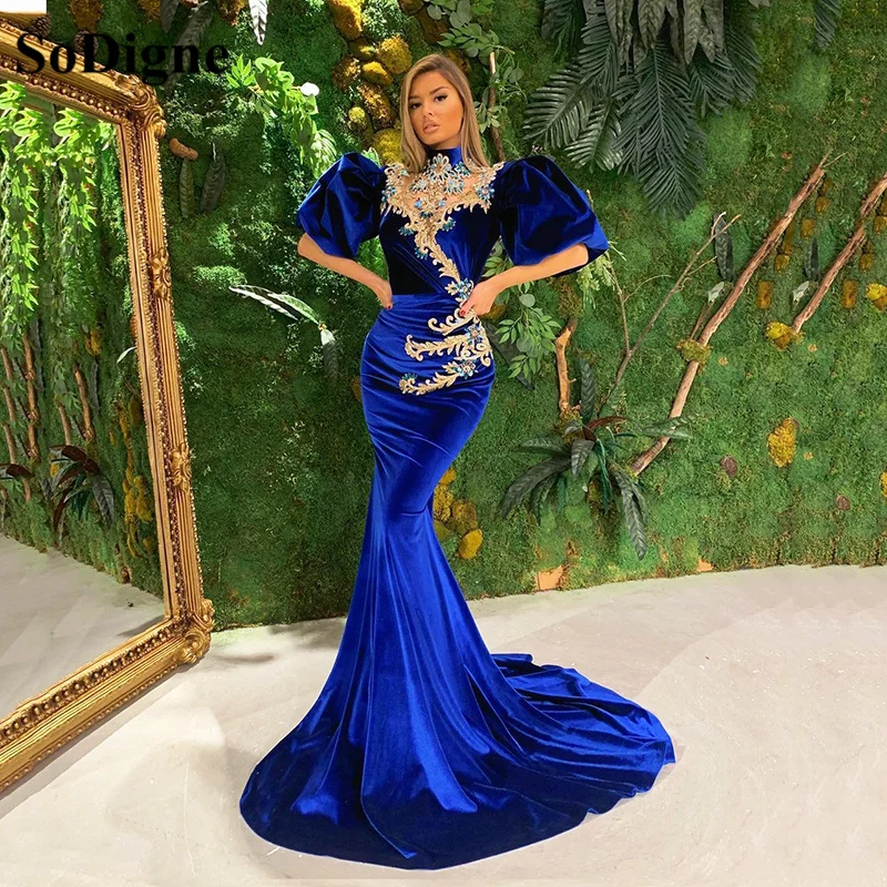 SoDigne Arabic Mermaid Evening Dress Diamond Beads Side Split Morocco  Kaftan Velvet Prom Dresses Long Women Party Gowns - AliExpress 320