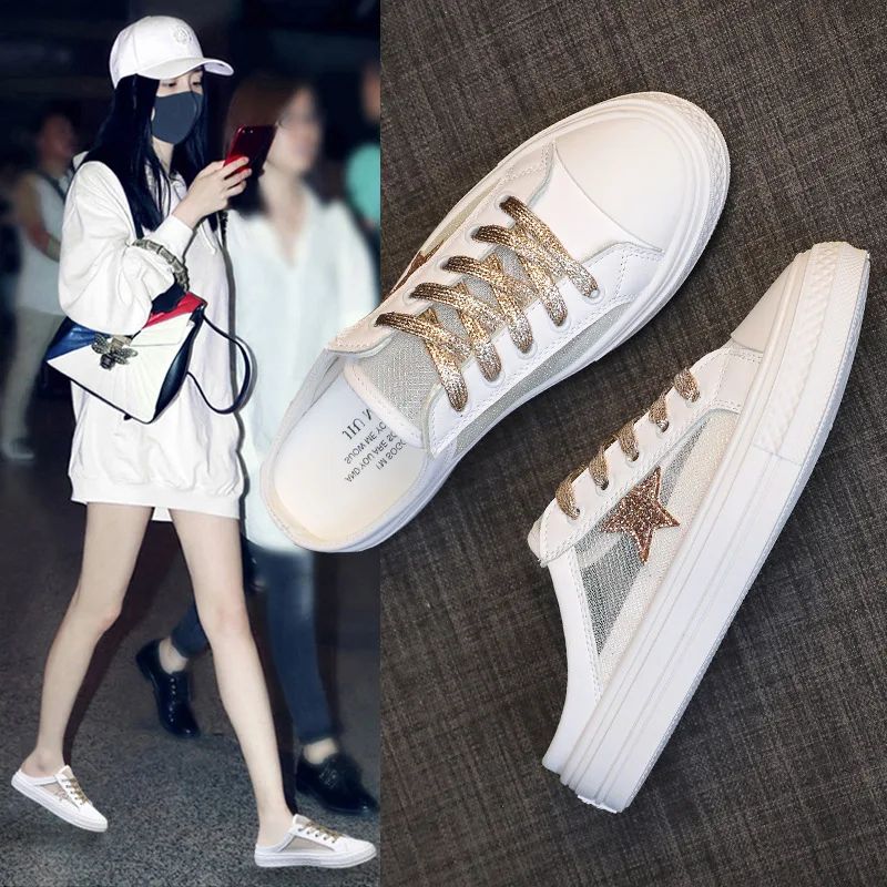 

Closed-toe Slipper White Shoes Women's Summer 2019 New Style Outer Wear Versitile Fashion Online Celebrity Sandals INS Fashion L