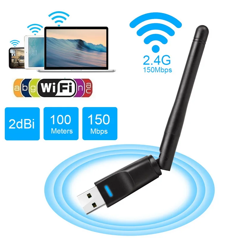 150 Мбит/с USB WiFi адаптер беспроводная сетевая карта Mini USB 2,0 WiFi адаптер Антенна PC LAN Wi-Fi приемник Dongle 802,11 B/g/n