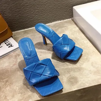 

2020 Vintage Square Toe fetish High Heel Sandals Women shoes Open Toe heels Slipper Women's Sandals Summer Designer Shoes Woman