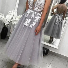 Платье для выпускного вечера с глубоким v-образным вырезом, кружевное Тюлевое праздничное платье с открытой спиной для девочек