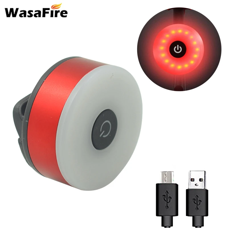USB Rechargeable Bicycle Tail Light Rear LED Helmet Bike Cycling Safe Flashlight